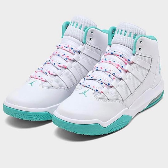pink and light blue jordans